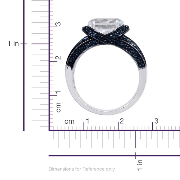 Espirito Santo Aquamarine (Ovl 2.00 Ct), Blue Diamond Ring in Platinum Overlay Sterling Silver 2.070 Ct.