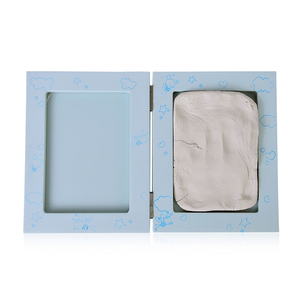 Baby Handprint and Footprint Keepsake Foldable Photo Frame Kit in Light Blue Colour (Size 16.6X12.8X