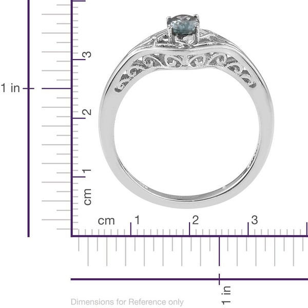 AA Natural Cambodian Blue Zircon (Ovl) Solitaire Ring in Platinum Overlay Sterling Silver 1.000 Ct.