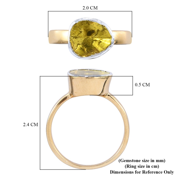 Yellow Polki Diamond Handcrafted Ring in 14K Gold Overlay Sterling Silver 0.50 Ct