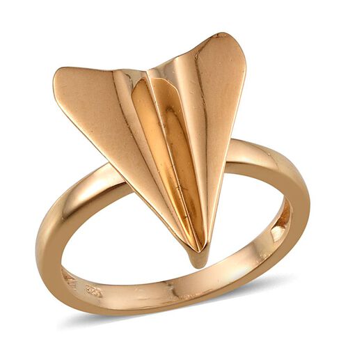14K Gold Overlay Sterling Silver Origami Airplane Ring, Silver wt 4.06 ...