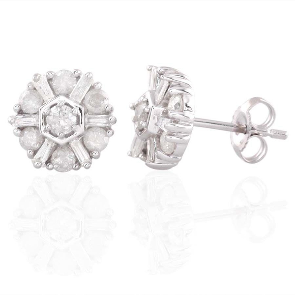 9K W Gold SGL Certified Diamond (Rnd) (I3/ G-H) Stud Earrings (with Push Back) 1.000 Ct.