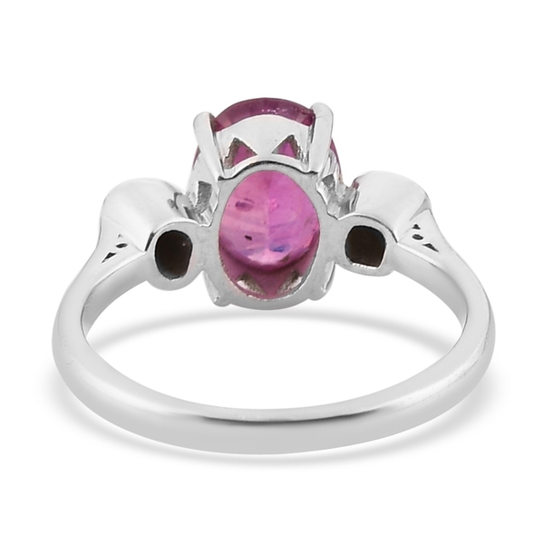 African Ruby (FF) and Polki Diamond Ring in Platinum Overlay Sterling Silver 2.750 Ct.