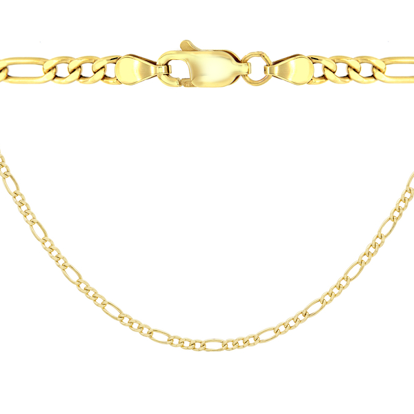 9K Yellow Gold Hollow Figaro Chain (Size 18), Gold wt 3.20 Gms