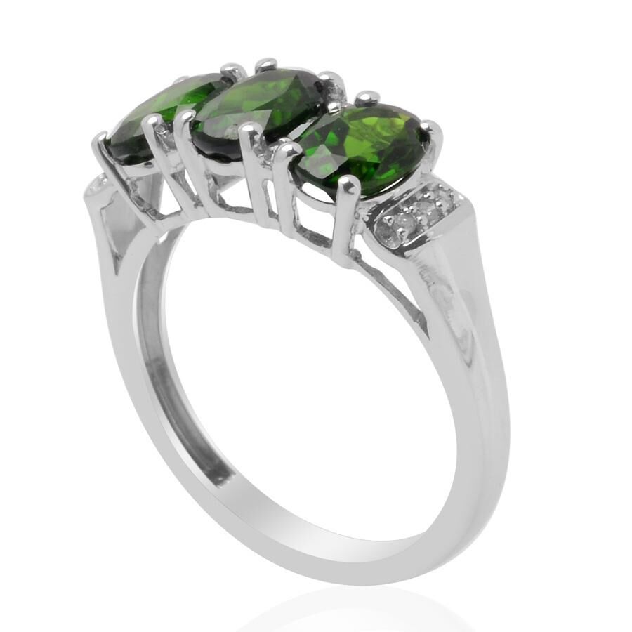9K W Gold Russian Diopside (Ovl) Diamond Ring  2.500 Ct.