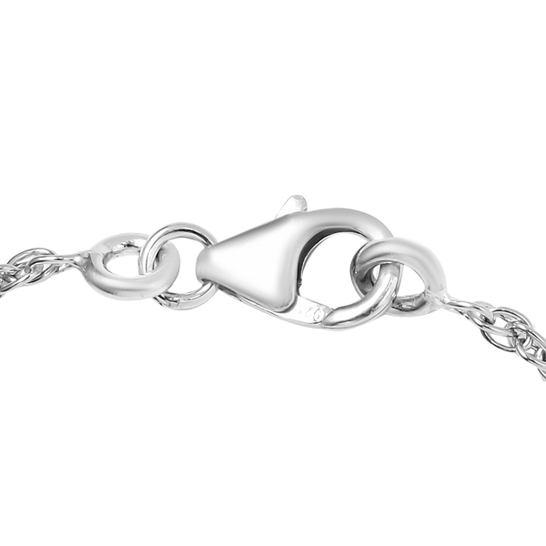 Italian Made- Platinum Overlay Sterling Silver Prince of Wales Bracelet (Size - 7.5) With Lobster Clasp
