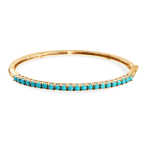 Arizona Sleeping Beauty Turquoise Full Bangle (size 7.75) in 14K Gold Overlay Sterling Silver 3.06 C