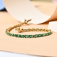 Kagem Zambian Emerald Bracelet (Size - 7.5) in 14K Gold Overlay Sterling Silver 7.33 Ct, Silver Wt. 8.00 Gms