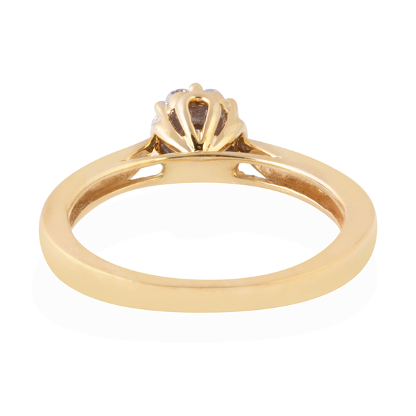New York Close Out - 9K Yellow Gold Diamond (I2/G-H) (Rnd), Kanchanaburi Blue Sapphire Ring 0.250 Ct.