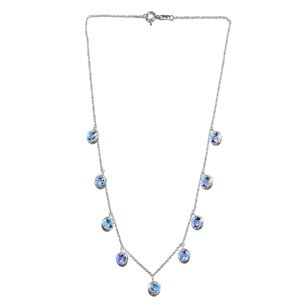 Lustro Stella AB Crystal Necklace (Size 18) in Sterling Silver