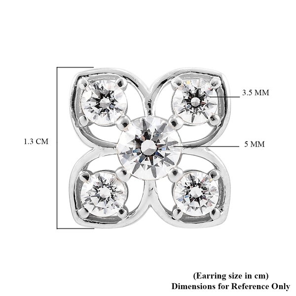 Lustro Stella - Platinum Overlay Sterling Silver Flower Earrings (with Push Back) Made with Finest CZ 4.30 Ct.