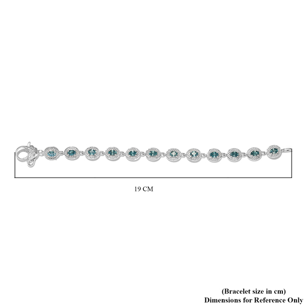 Ratanakiri Blue Zircon Bracelet (Size 7.5) in Platinum Overlay Sterling Silver 8.02 Ct, Silver wt. 12.38 Gms
