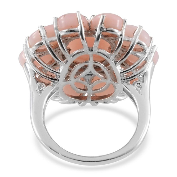 Peruvian Pink Opal (Ovl 2.75 Ct) Floral Ring in Platinum Overlay Sterling Silver 10.250 Ct.