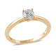 9K Yellow Gold SGL Certified Natural Diamond (I3/G-H) Solitaire Ring 0.50 Ct.