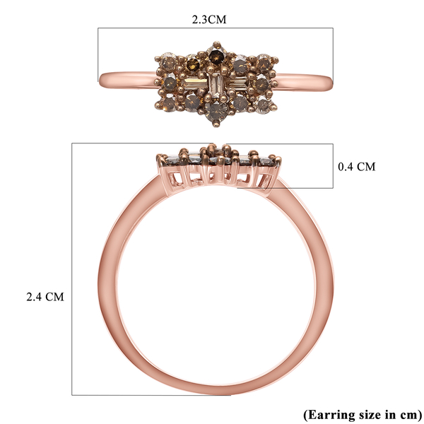 Natural Champagne Diamond Boat Ring in Rose Gold Overlay Sterling Silver 0.50 Ct.