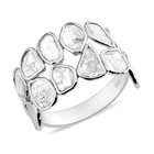 Artisan Crafted Natural Polki Diamond Ring (Size J) in Platinum Overlay Sterling Silver 1.20 Ct.