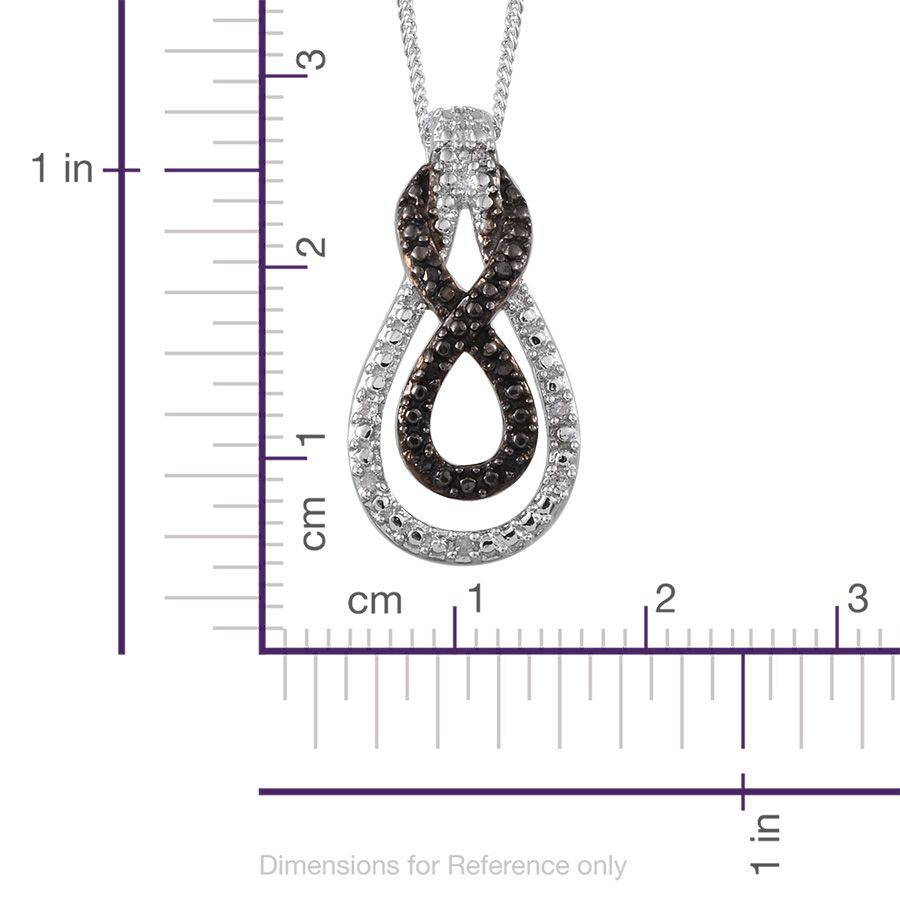 Black Diamond (Rnd), White Diamond Infinity Pendant With Chain Platinum Overlay Sterling Silver 0.100 Ct.