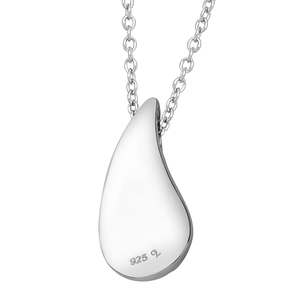LUCYQ Texture Drop Collection - Polish Texture Rhodium Overlay Sterling Silver Pendant with Chain (Size -16/18/20)