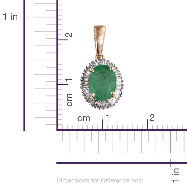 9K Y Gold Boyaca Colombian Emerald (Ovl 1.25 Ct), Diamond Pendant 1.500 Ct.