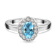 Aquamarine and Natural Cambodian Zircon Ring in Platinum Overlay Sterling Silver 1.02 Ct.