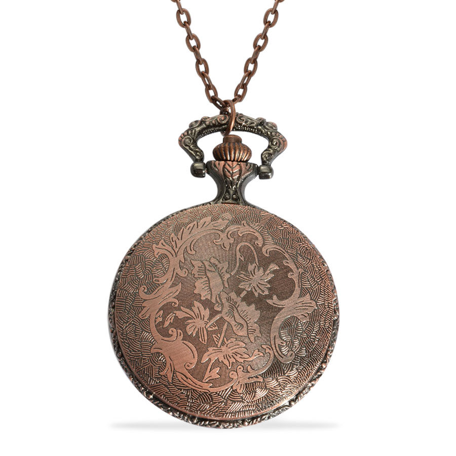 STRADA Japanese Movement Roman Number Dial ZODIAC Taurus Pocket Watch with Chain (Size 32) in Rose Tone