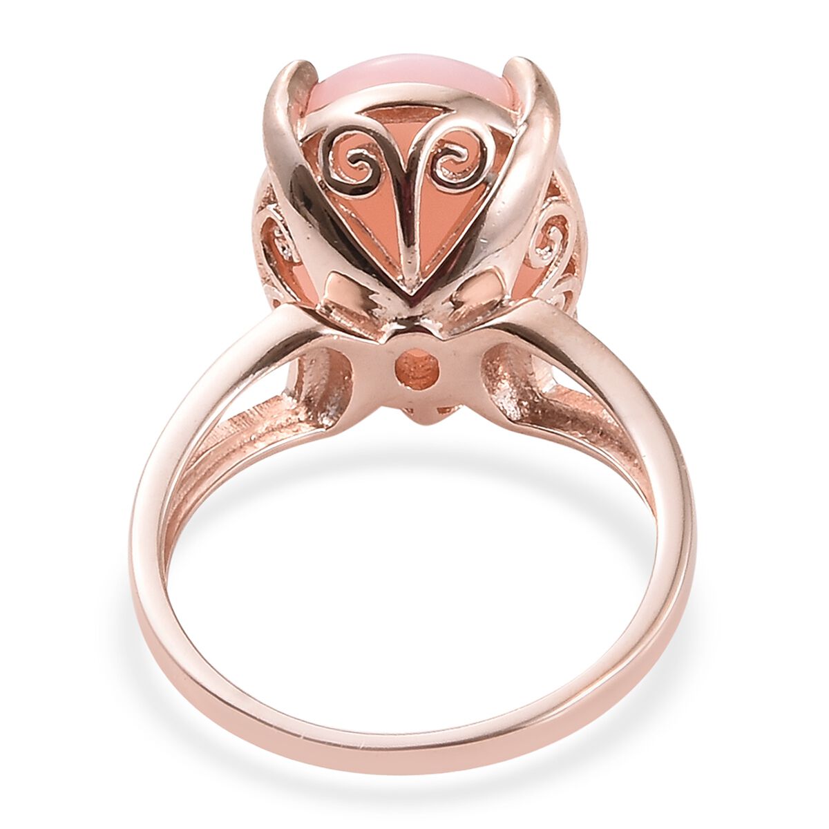 Peruvian Pink Opal (Ovl) Solitaire Ring in Rose Gold Vermeil Sterling Silver 8.500 Ct. Silver wt 6.35 Gms.