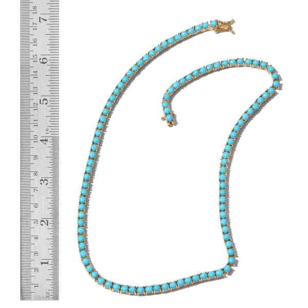 Limited Edition - AAA Arizona Sleeping Beauty Turquoise (Rnd) Necklace (Size 18) in 14K Gold Overlay Sterling Silver 27.750 Ct. 106 Sleeping Beauty Turquoise in Each Necklace Silver wt 24.03 Gms.