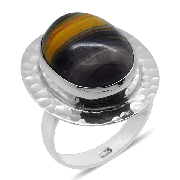 Royal Bali Collection Bumble Bee Jasper (Ovl) Solitaire Ring in Sterling Silver 9.470 Ct.