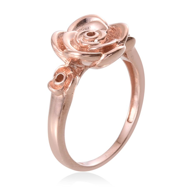 Rose Gold Overlay Sterling Silver Floral Ring, Silver wt 5.39 Gms.