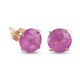 9K Yellow Gold AA Pink Sapphire (FF) Solitaire Stud Earrings (with Push Back) 2.50 Ct.