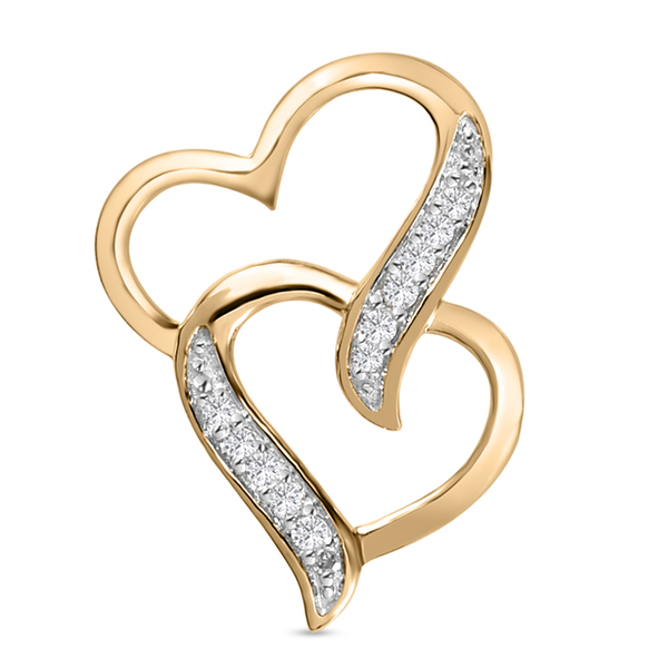 9K Yellow Gold  SGL Certified Diamond (I3/ G-H)  Diamond Heart Pendant 0.10 Ct.