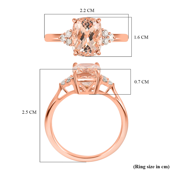 14K Rose Gold Marropino Morganite & Diamond (I1) Ring 2.30 Ct.