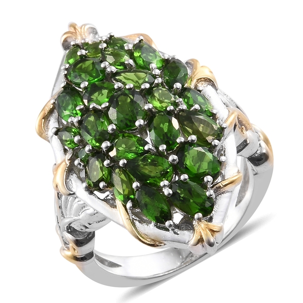 Chrome Diopside (Ovl) Ring in Platinum Overlay Sterling Silver 5.000 Ct. Silver wt. 8.80 Gms.