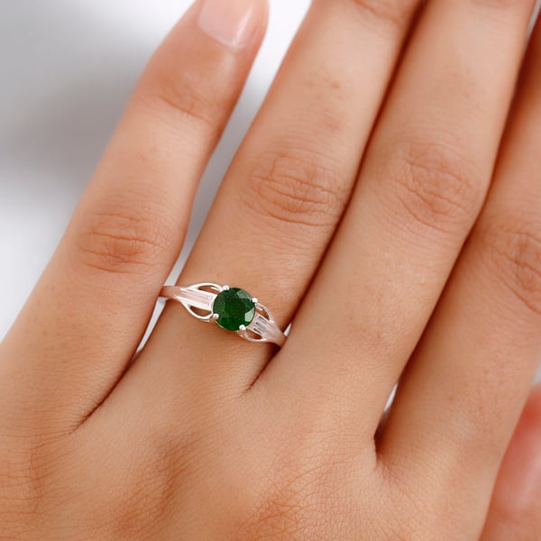 Chrome Diopside Solitaire Ring in Sterling Silver