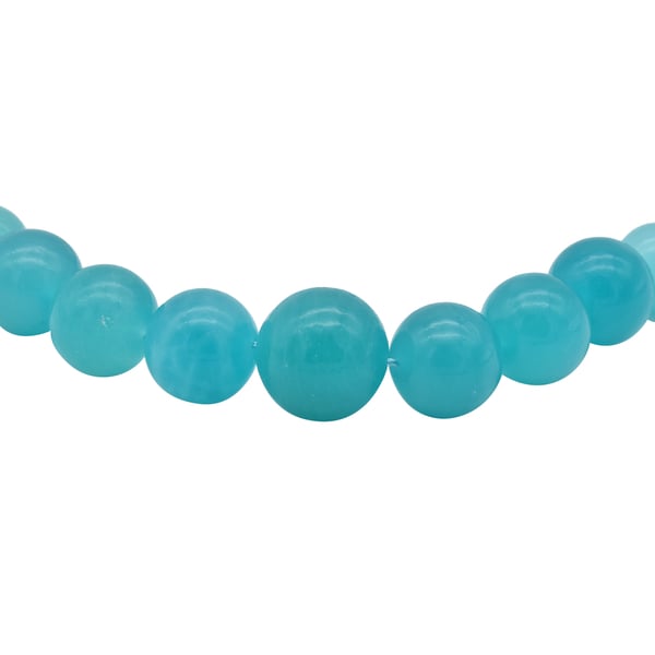 Rare Premium  Amazonite Beads Necklace (Size 8-18 Adjustable) with Magnetic Lock in Rhodium Overlay Sterling Silver 381.00 Ct.