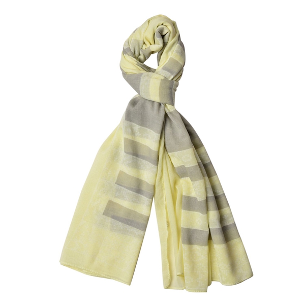 Close Out Deal Yellow and Grey Colour Stripes Pattern Pareo (Size 200X140 Cm)
