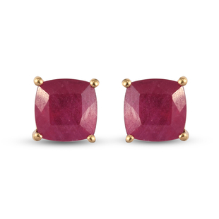 African Ruby (FF) Stud Earrings (with Push Back) in 14K Gold Overlay Sterling Silver 3.06 Ct.