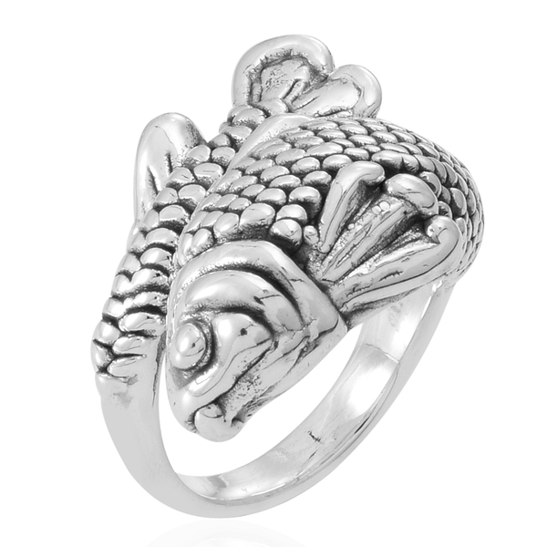 Thai Sterling Silver Fish Ring, Silver wt 5.76 Gms.