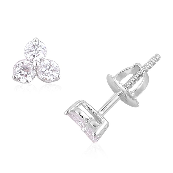 ILIANA 18K White Gold IGI Certified Diamond (Rnd) (SI G-H) Stud Earrings (with Screw Back) 0.500 Ct.