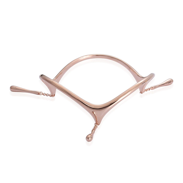 LucyQ Triple Drip Bangle in Rose Gold Overlay Sterling Silver (Size 7.5/Small) 18.58 Gms.