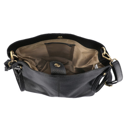 100% Genuine Leather Weave Pattern Designer Handbag in Black Colour Size 30x13x28 Cm - 3517500 - TJC