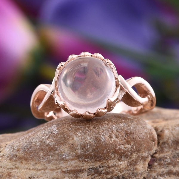 Rose Quartz (Rnd) Solitaire Ring in Rose Gold Overlay Sterling Silver 4.250 Ct.