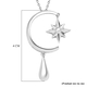 LucyQ Constellation Collection - Two Way Wear Rhodium Overlay Sterling Silver Moon & Star Pendant with Chain (Size 16/18/20), Silver Wt 6.38 Gms