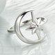 LucyQ Constellation Collection - Rhodium Overlay Sterling Silver Moon & Star Ring