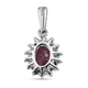 Natural Moroccan Ruby and Natural Cambodian Zircon Pendant in Platinum Overlay Sterling Silver 1.39 Ct.