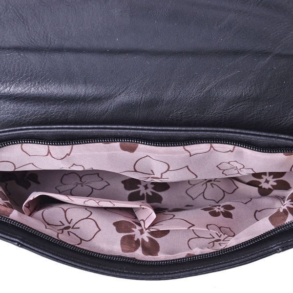 Black Colour Clutch Bag with Adjustable Shoulder Strap (Size 30x20 Cm)