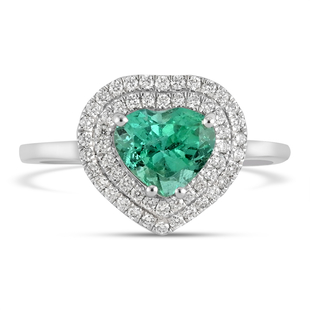RHAPSODY 950 Platinum AAAA  AGI Certified Boyaca Colombian Emerald and Diamond (VS/E-F) Ring 1.10 Ct