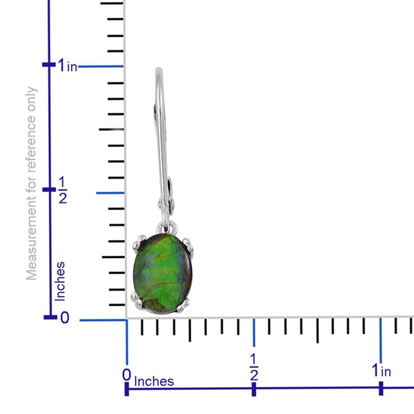 Canadian Ammolite (Ovl) Lever Back Earrings in Platinum Overlay Sterling Silver 2.250 Ct.