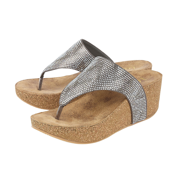 Lotus Patsy Wedge Sandals (Size 4) - Pewter