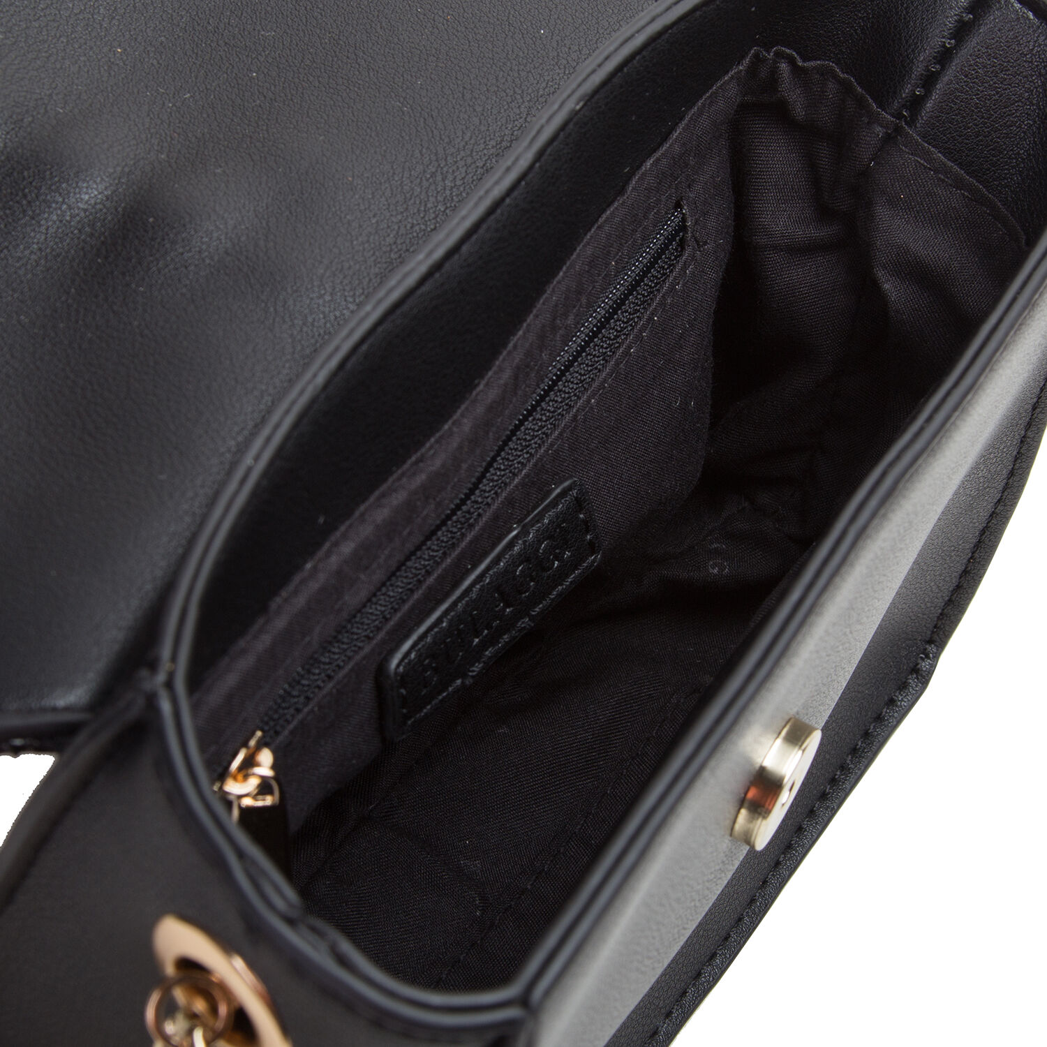 Bulaggi Collection - Calla Crossbody Bag with Metallic Pattern Flap and Adjustable Shoulder Strap (17x13x8cm) - Black